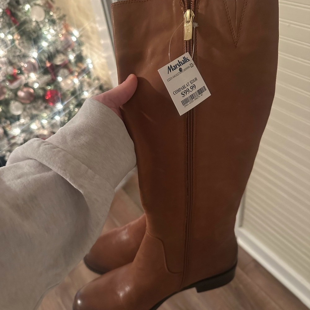 Women's Tall Buckle Riding Boots - Cognac - Picture 2 of 4